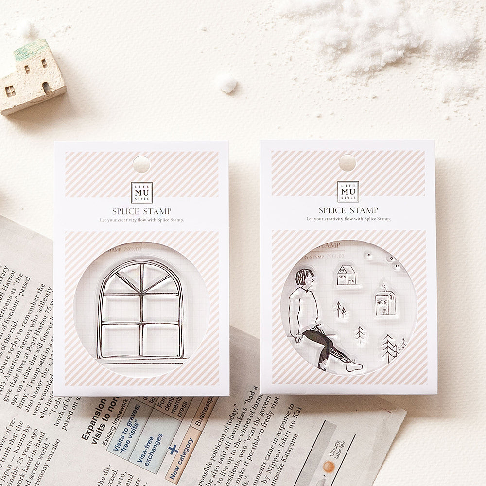 Mu Lifestyle Clear Stamps Set "Story Stamp Set 03 - Snow Scene by the window"