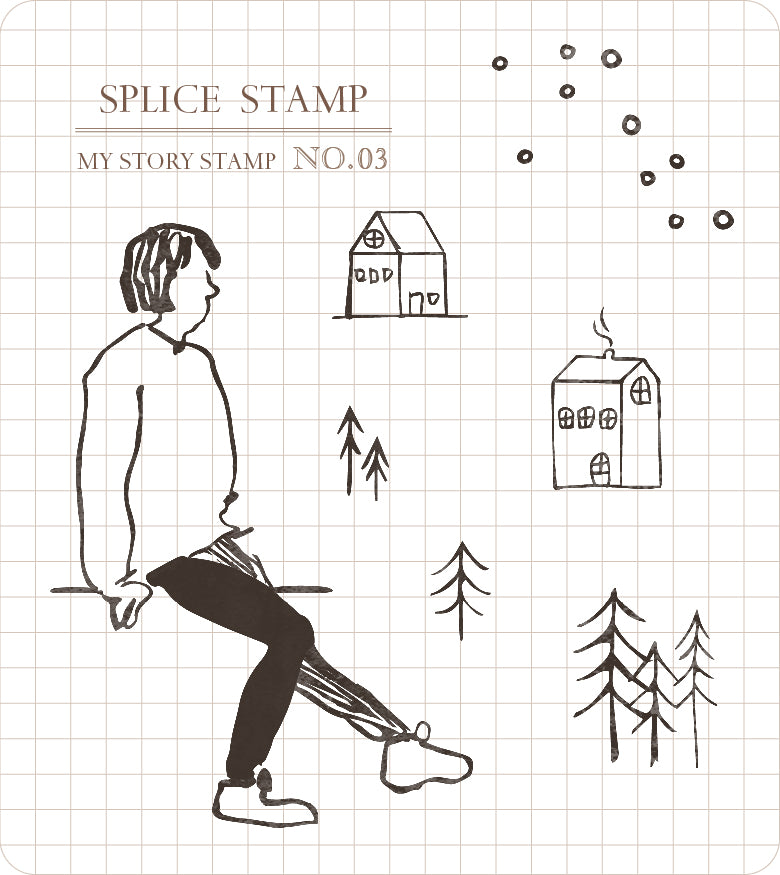 Mu Lifestyle Clear Stamps Set "Story Stamp Set 03 - Snow Scene by the window"