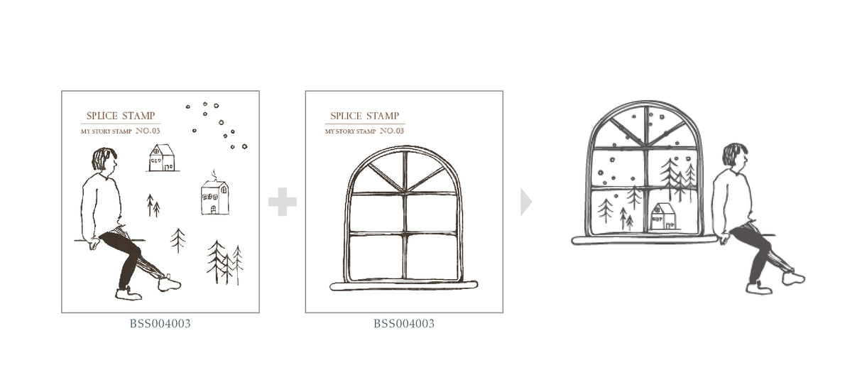 Mu Lifestyle Clear Stamps Set "Story Stamp Set 03 - Snow Scene by the window"