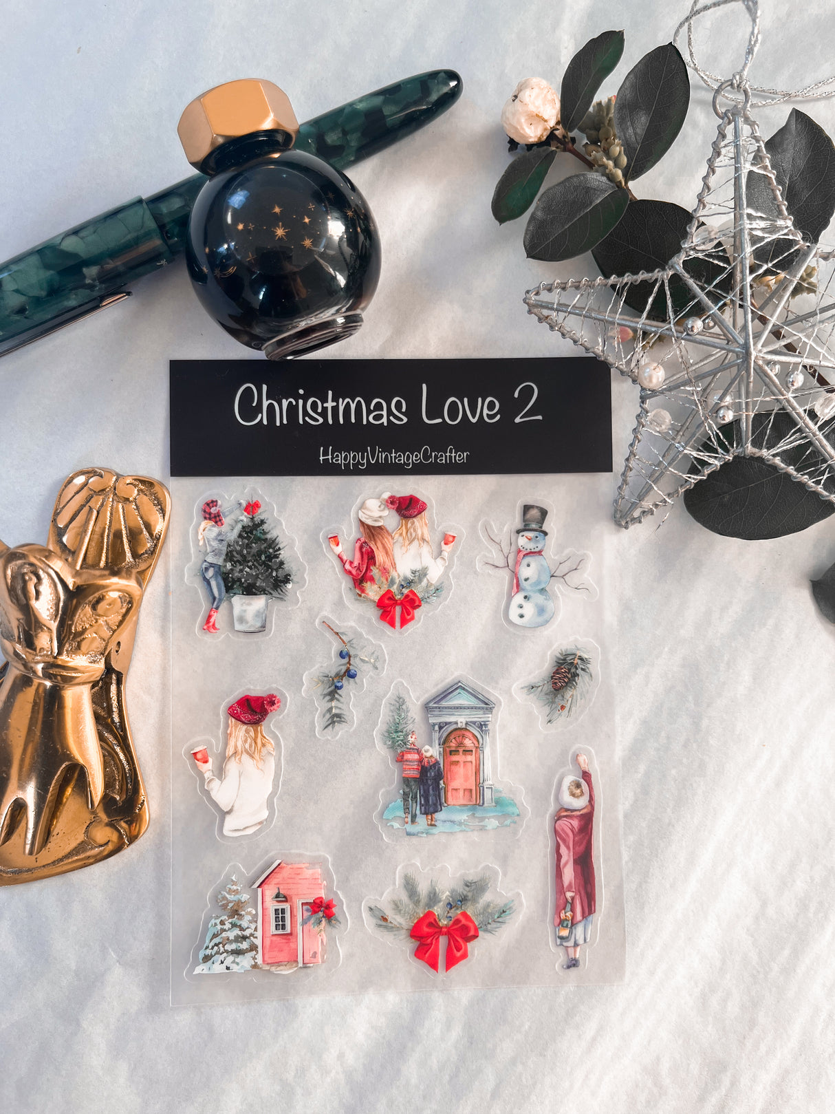 HappyVintageCrafter - Clear Transparent Sticker - Christmas Love 1 & 2