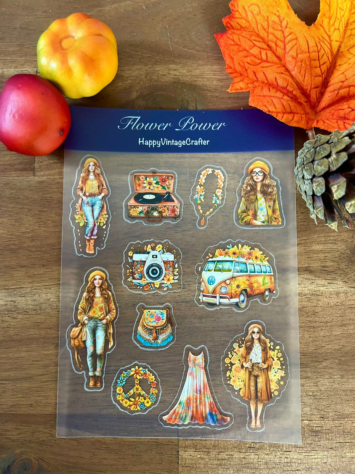 HappyVintageCrafter - Clear Transparent Sticker - Flower Power