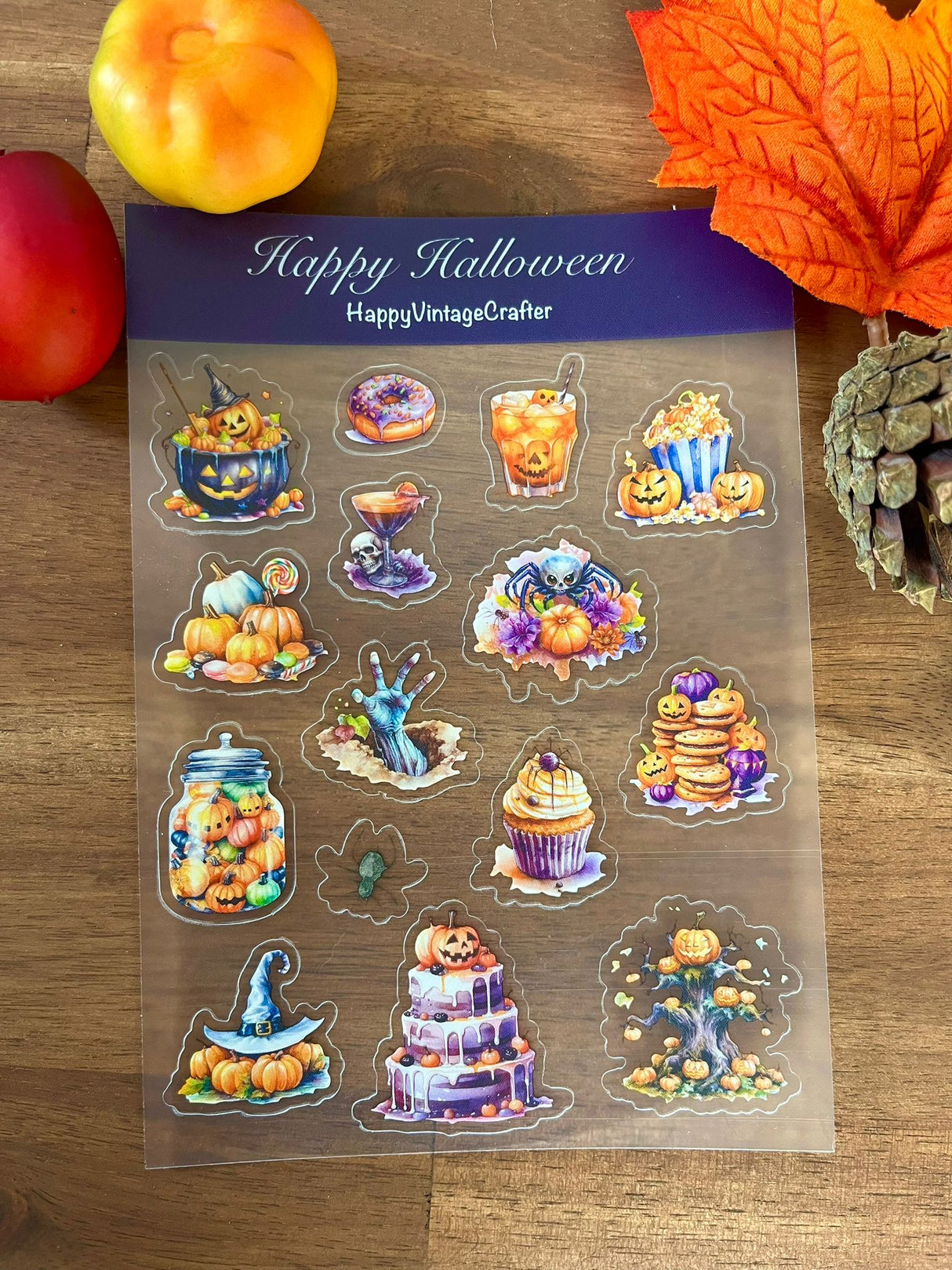 HappyVintageCrafter - Clear Transparent Sticker - Happy Halloween
