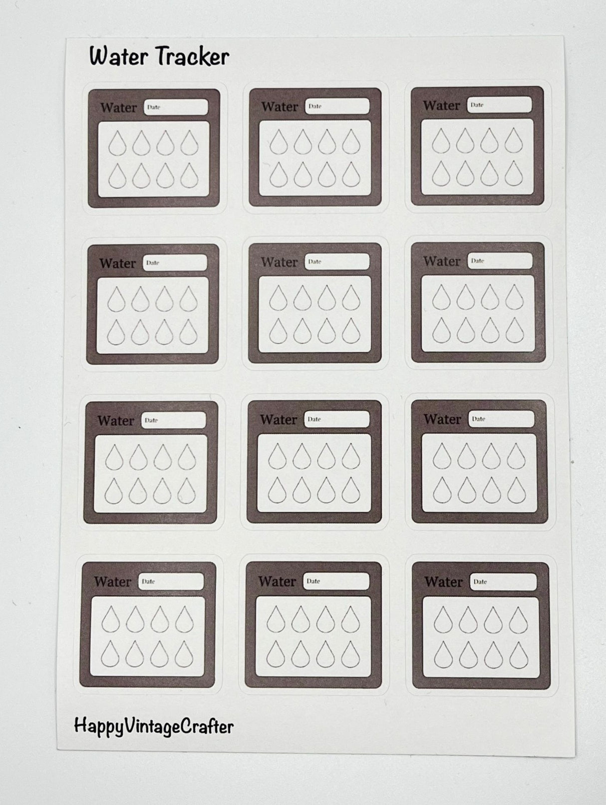 HappyVintageCrafter - Writable Paper Stickers - Tracker - Brown