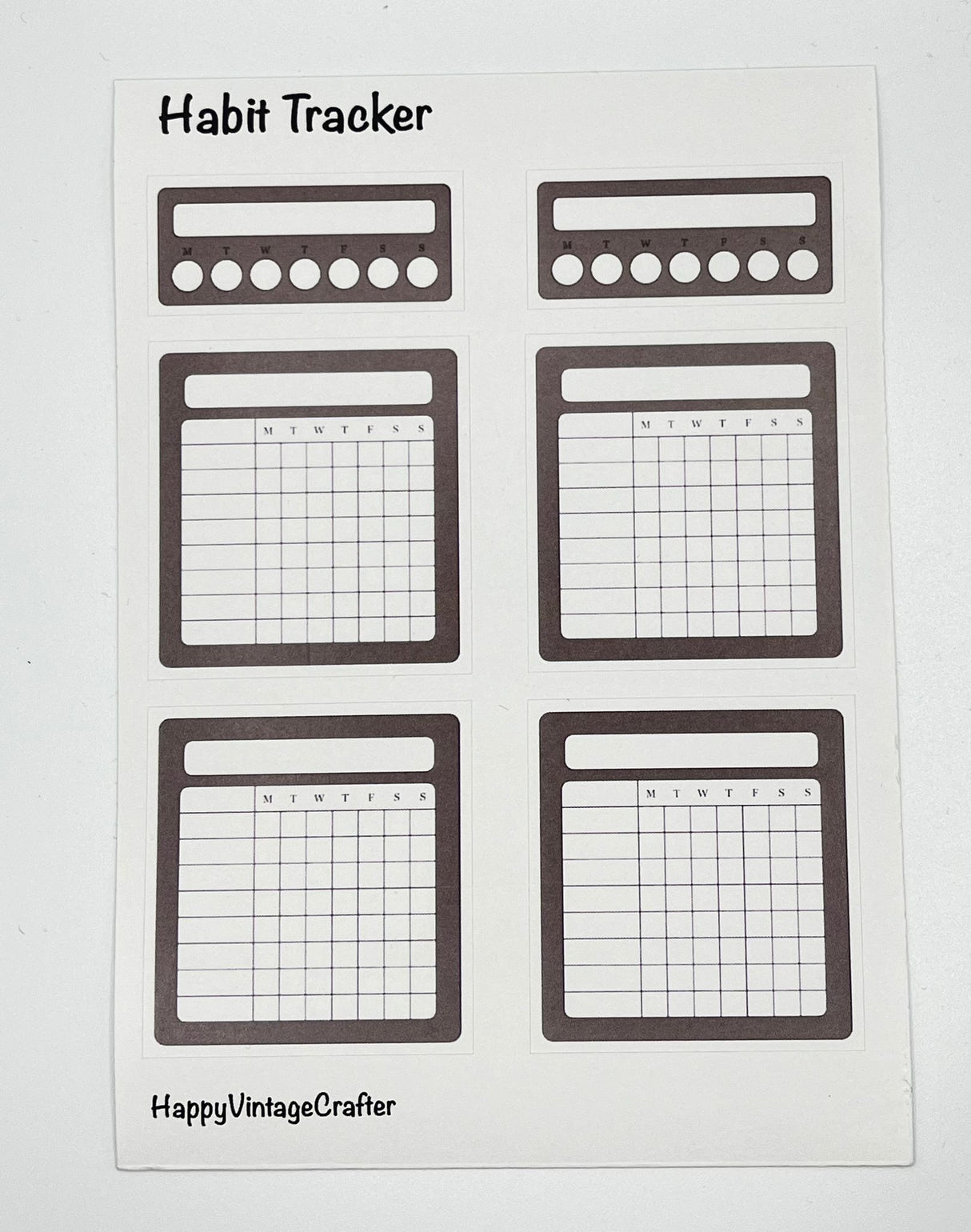 HappyVintageCrafter - Writable Paper Stickers - Tracker - Brown