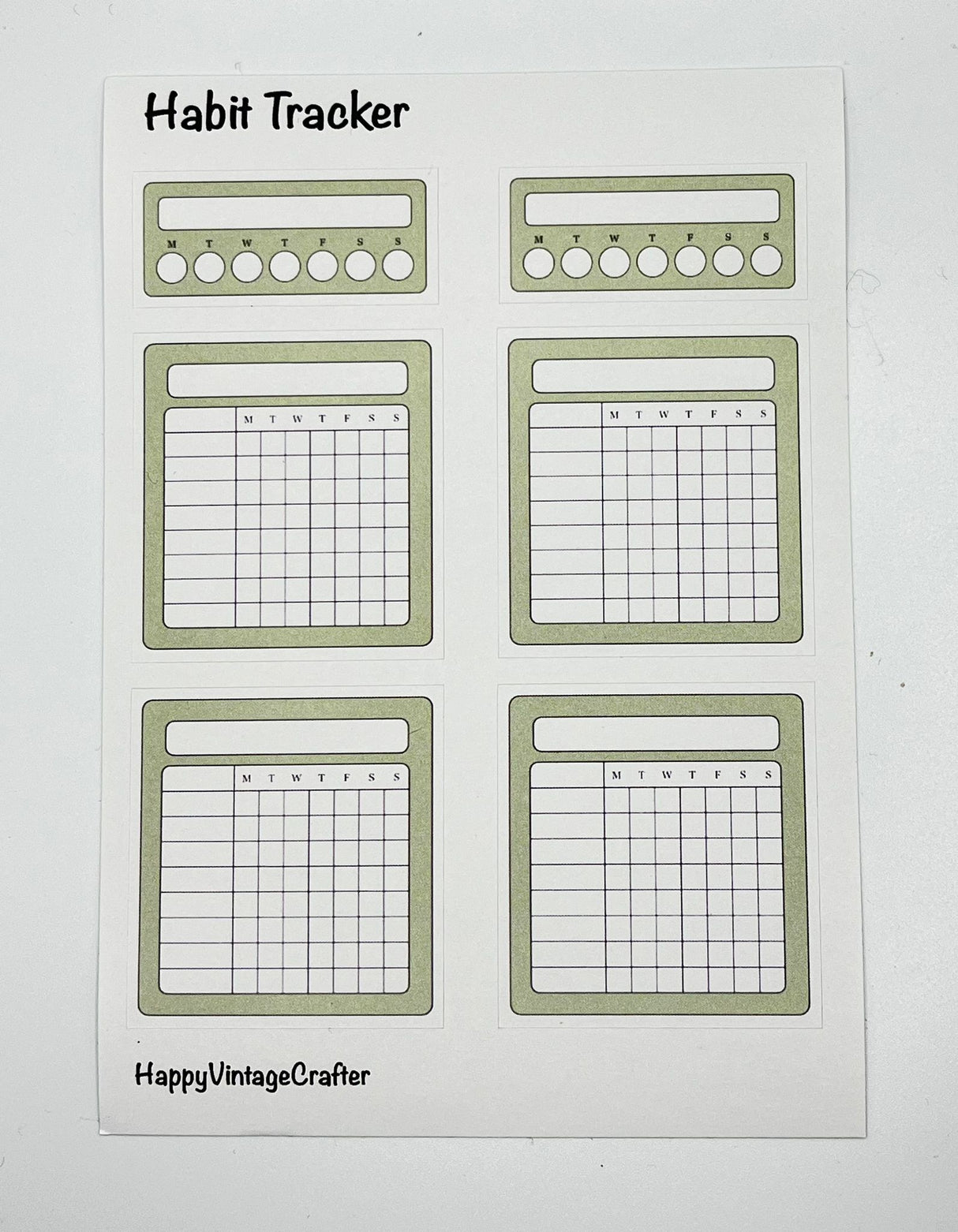 HappyVintageCrafter - Writable Paper Stickers - Tracker - Light Sage