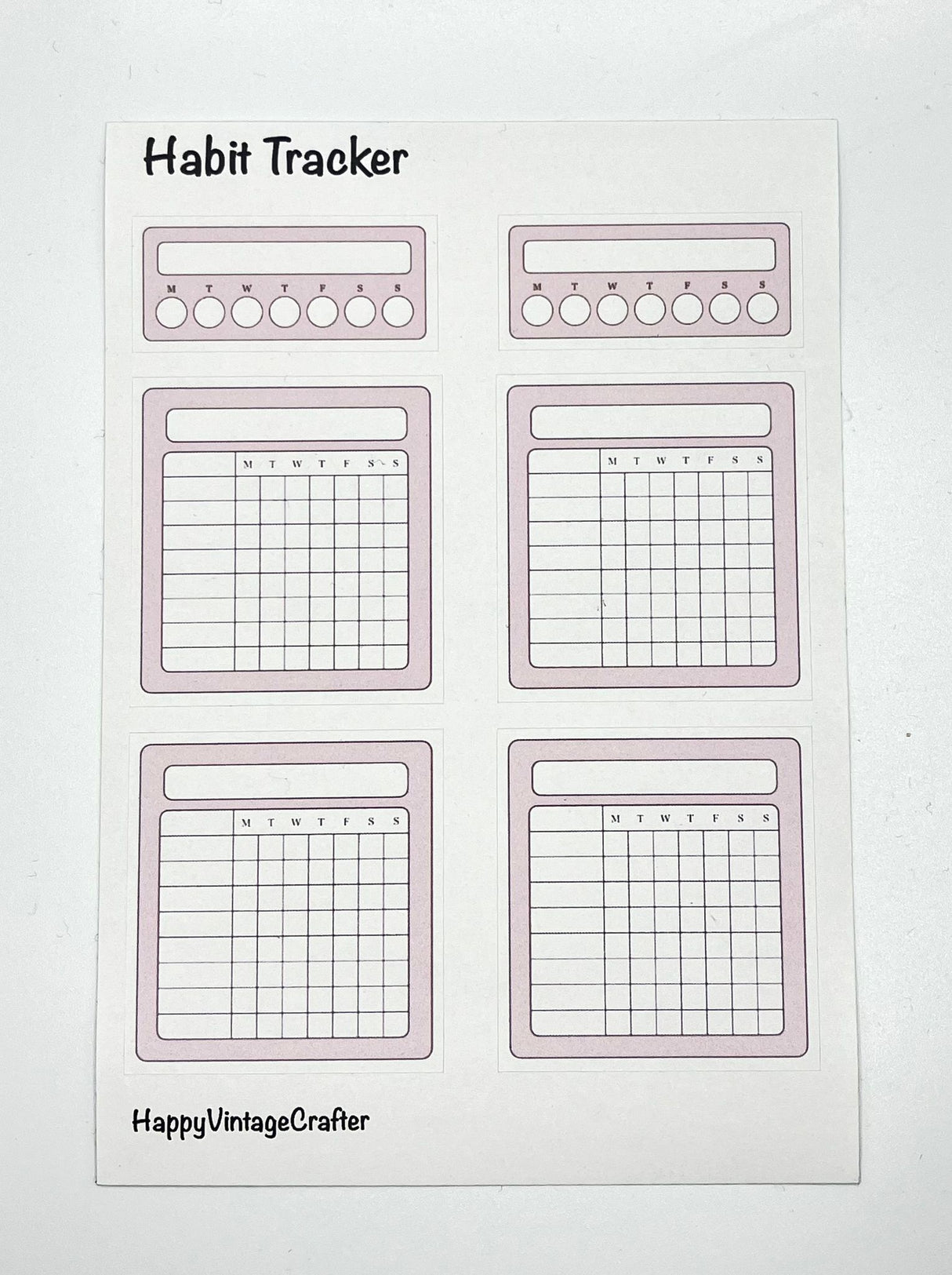 HappyVintageCrafter - Writable Paper Stickers - Tracker - Soft Pink
