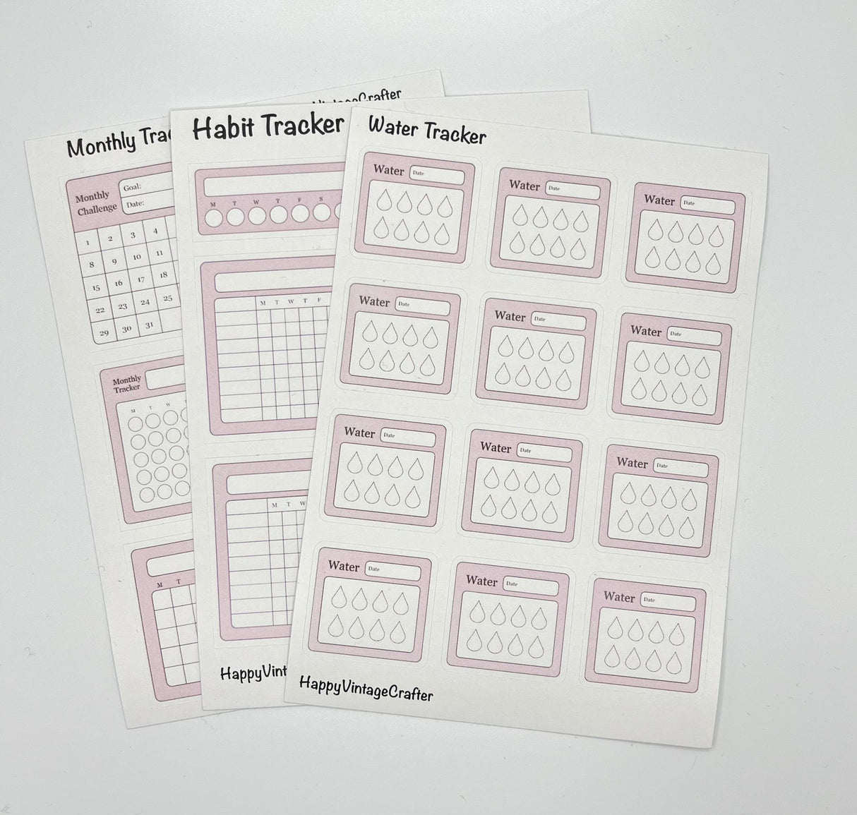 HappyVintageCrafter - Writable Paper Stickers - Tracker - Soft Pink