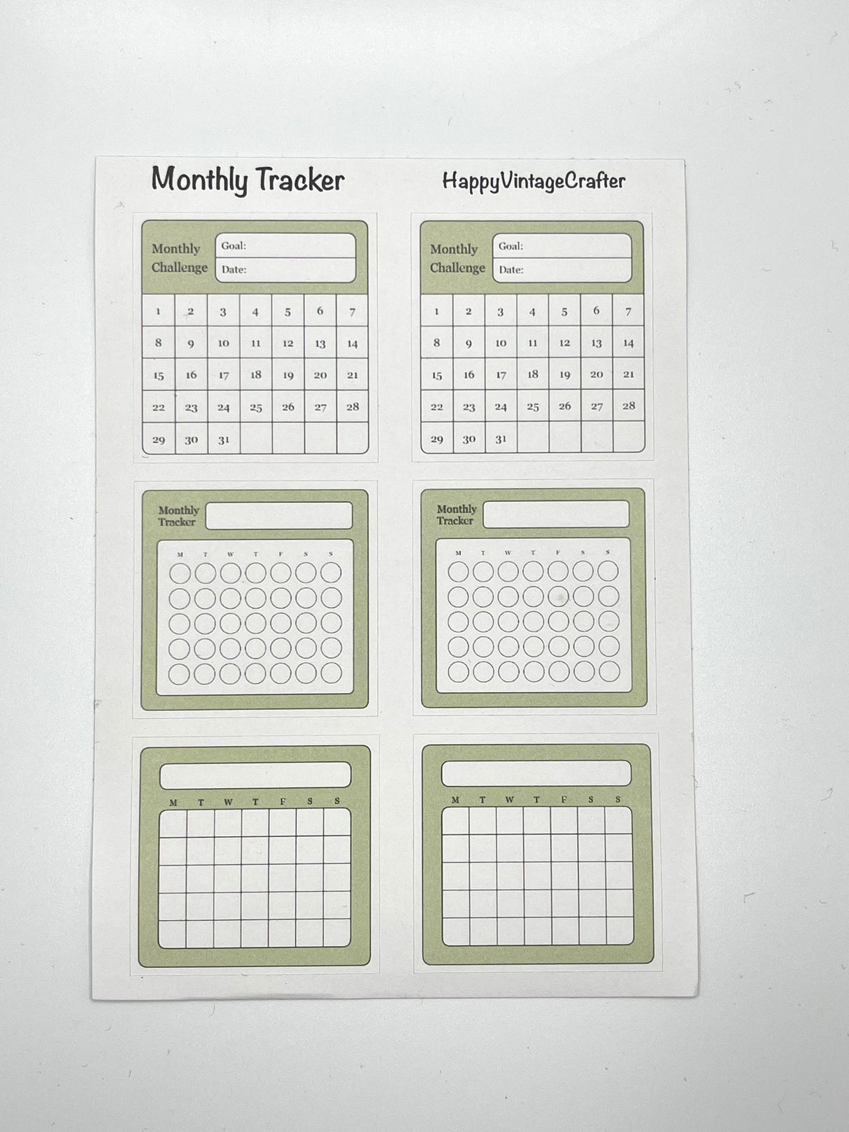 HappyVintageCrafter - Writable Paper Stickers - Tracker - Light Sage