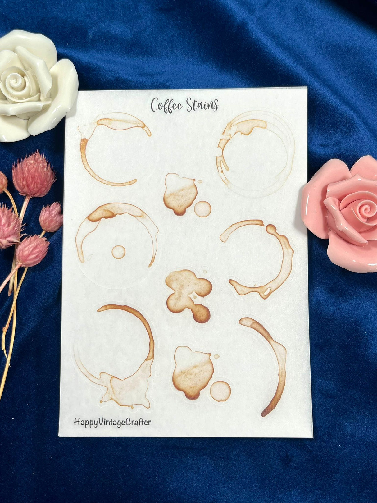 HappyVintageCrafter - Washi Sticker - Coffee Stains