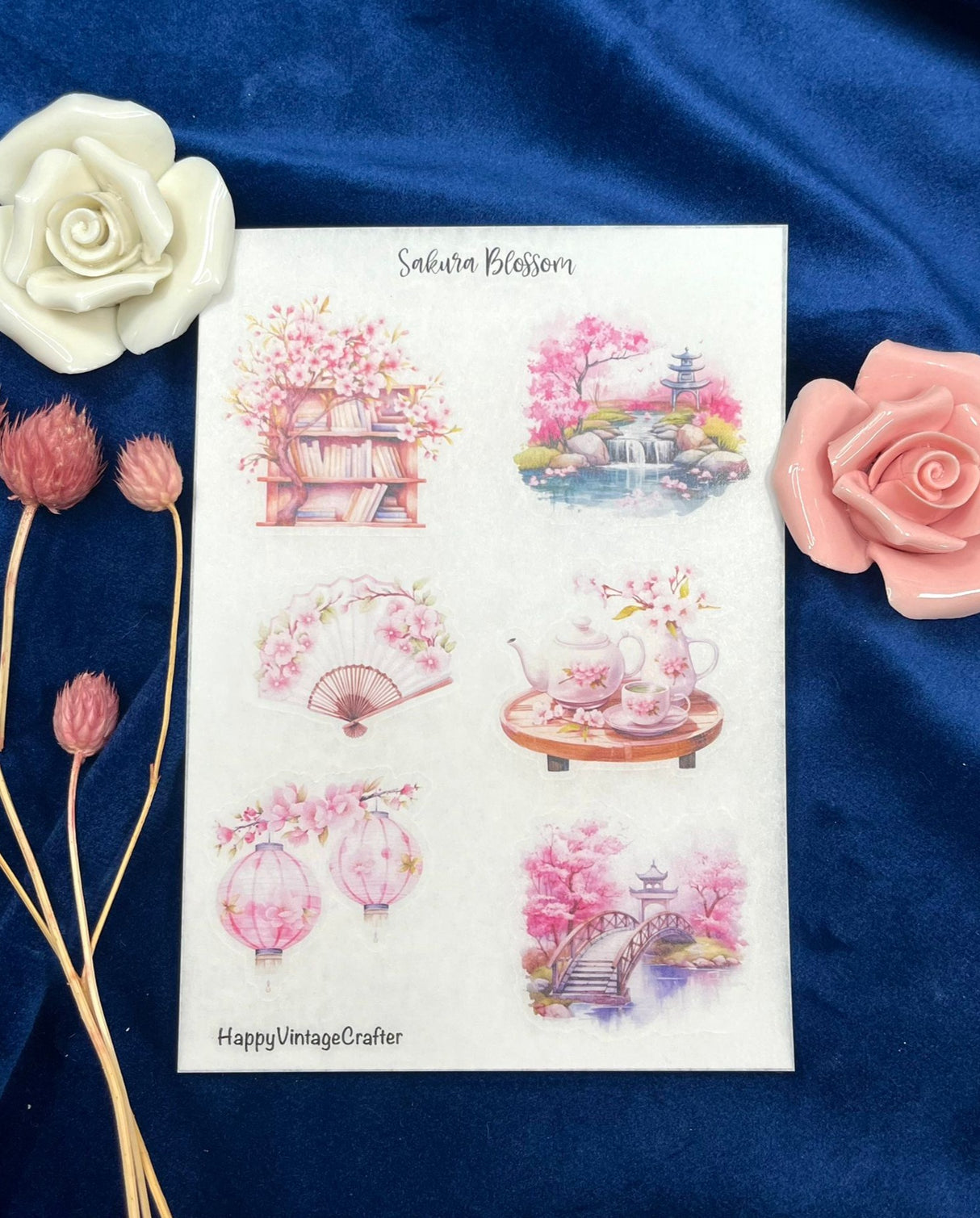 HappyVintageCrafter - Washi Sticker - Sakura Blossom
