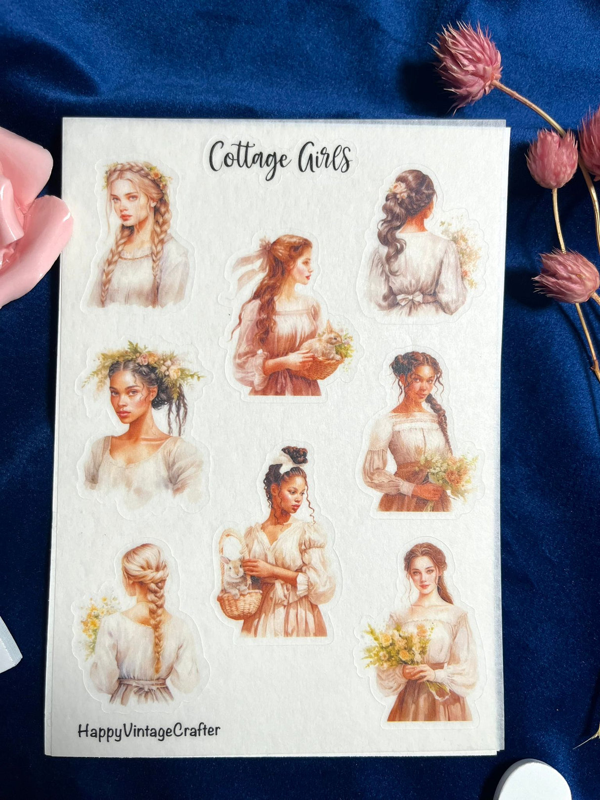 HappyVintageCrafter - Vellum Stickers - Cottage Girls