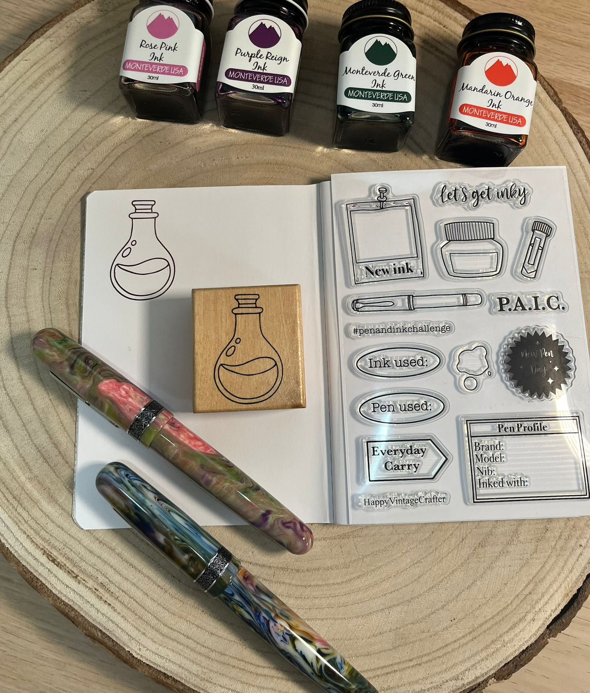 HappyVintageCrafter - Clear Stamp Set - Let's get inky