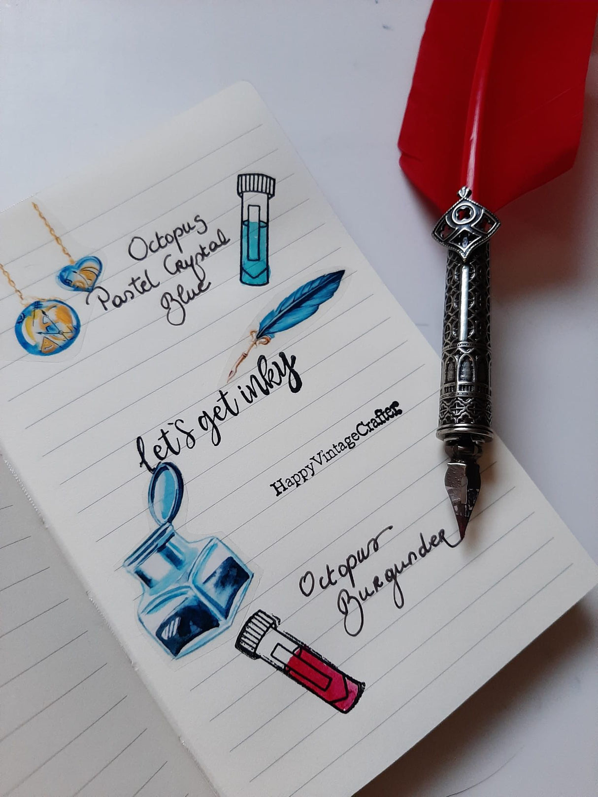 HappyVintageCrafter - Clear Stamp Set - Let's get inky