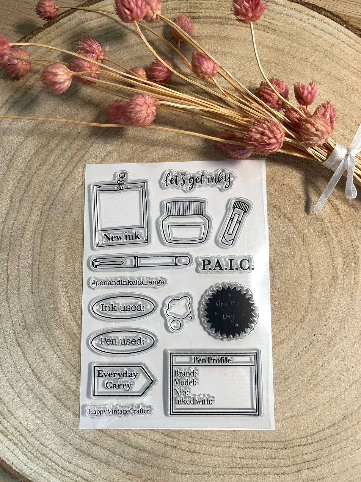 HappyVintageCrafter - Clear Stamp Set - Let's get inky