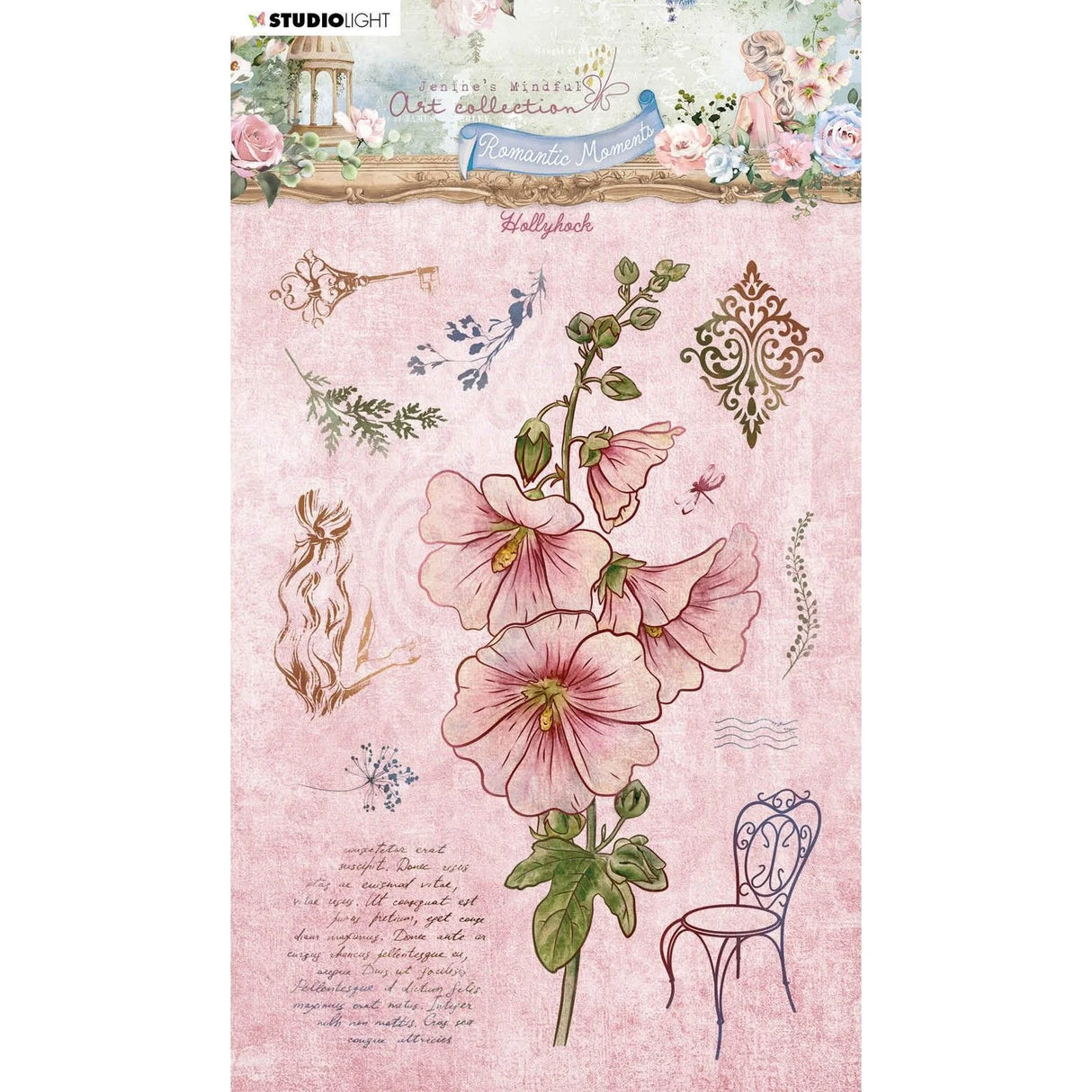 Studio Light • Romantic Moments Silikonstempel Hollyhock