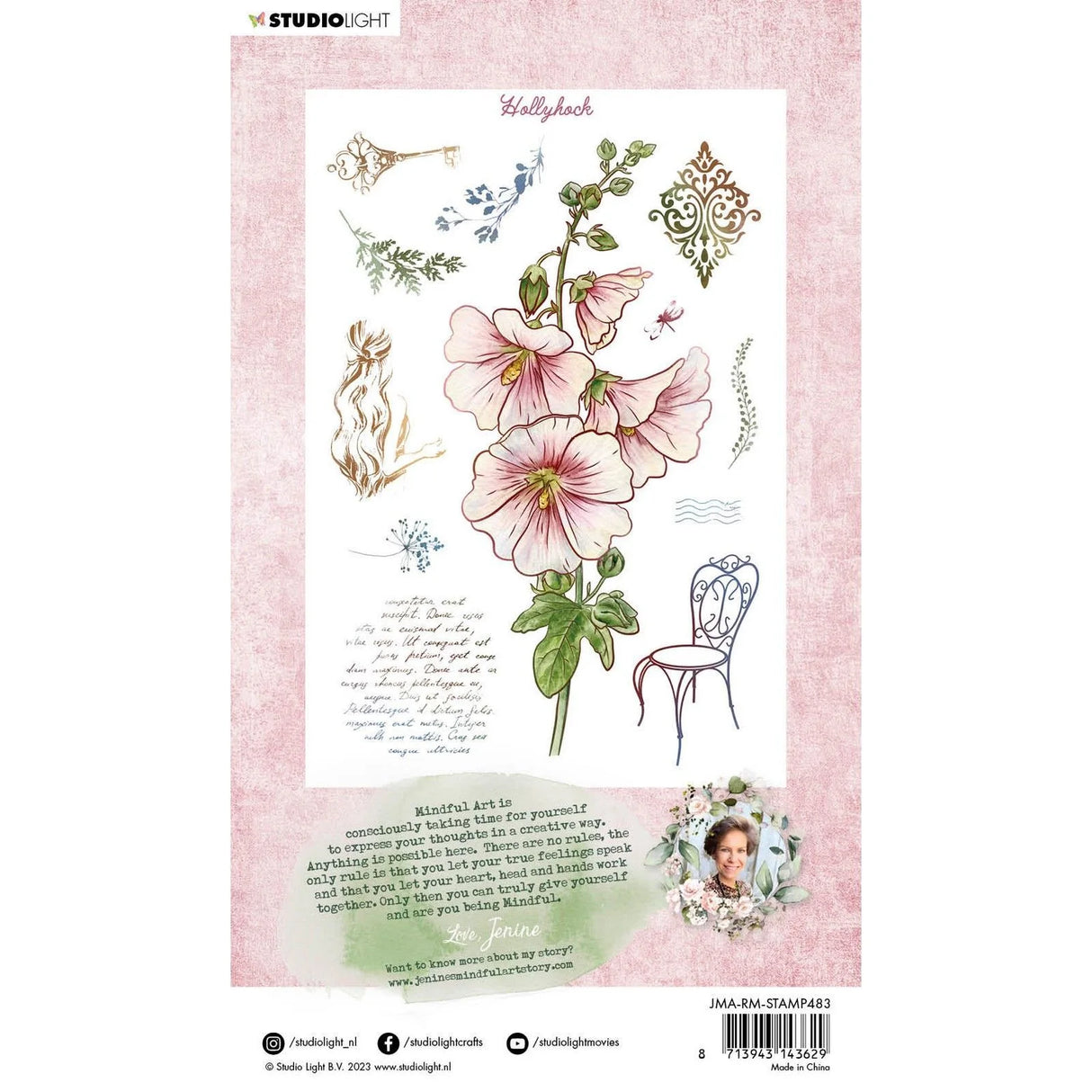 Studio Light • Romantic Moments Silikonstempel Hollyhock