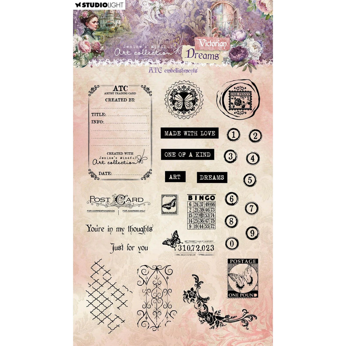 Studio Light Clear Stamp • Victorian Dreams Atc Embellishments