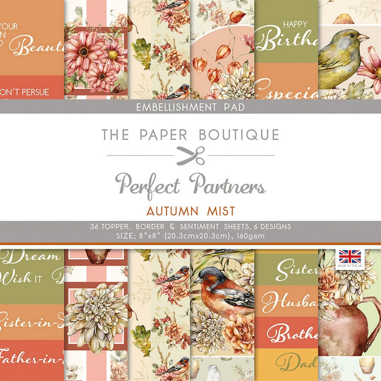 The Paper Boutique • Perfect partners • Autumn mist • Embellishments