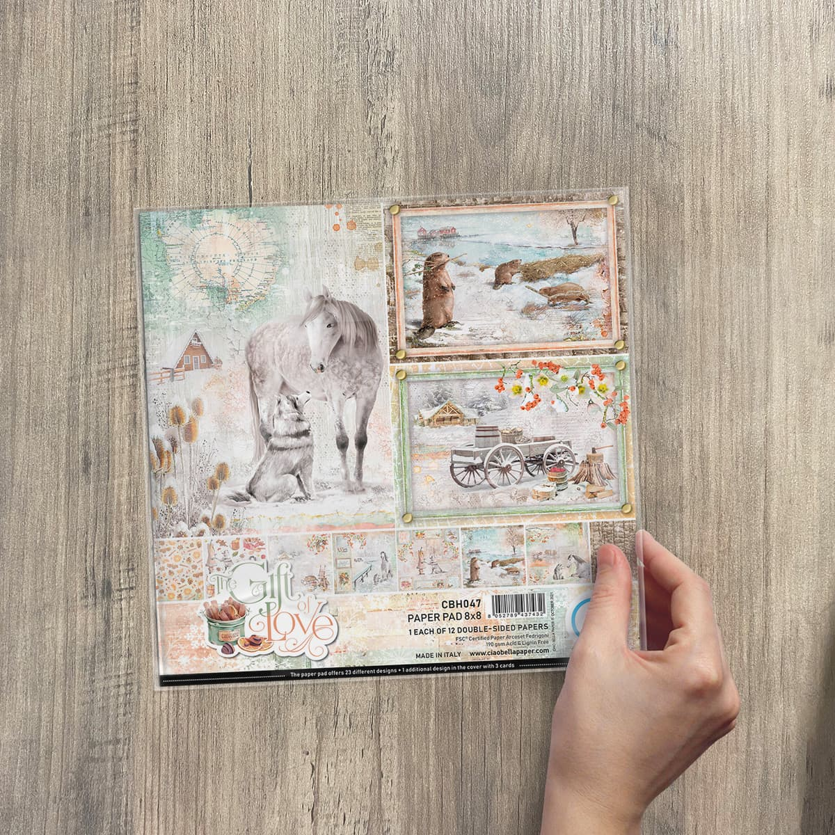 Ciao Bella Paperpad "Gift of Love" 8x8 '' (20,3x20,3 cm)