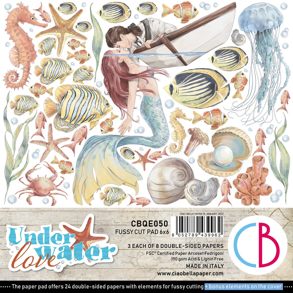 Ciao Bella Paper Pad "Underwater Love" 6x6 '' (15x15 cm)