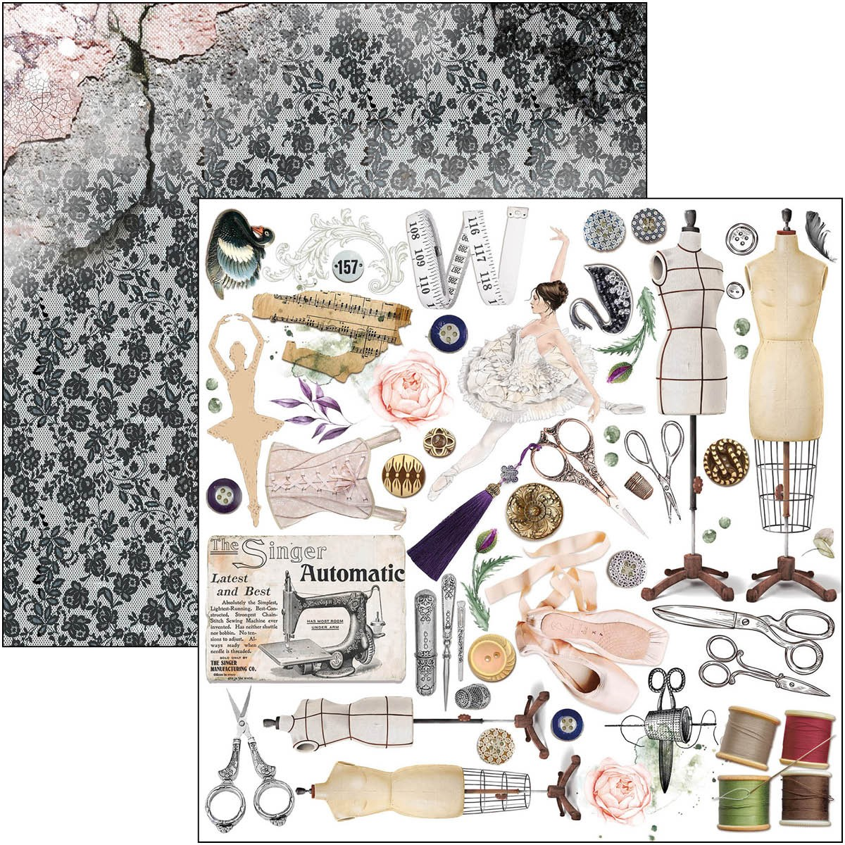 Ciao Bella Paper Pad "Le Cygne Noir" 6x6 '' (15x15 cm)