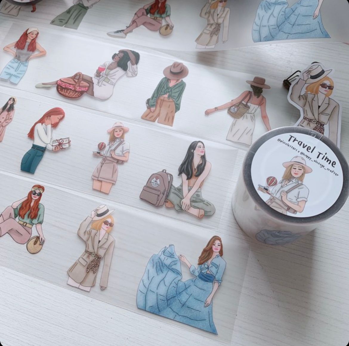 Piscoletters x HappyVintageCrafter PET Maskingtape "Travel Time"