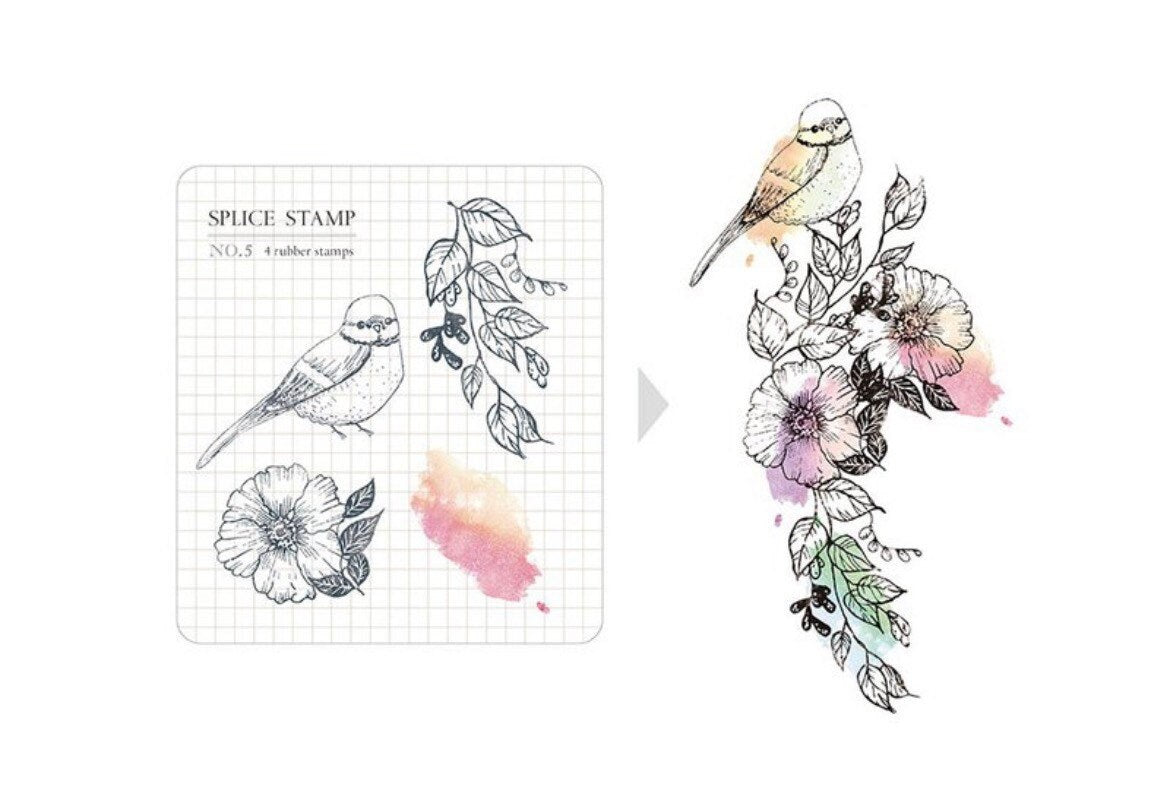 Mu Lifestyle • Clear Stamps • No 5 Whispering of bird and flower