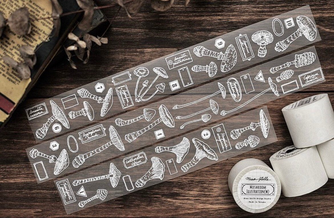 MiaoStelle Washitape "Mushroom Illustration White"