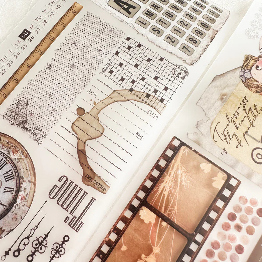 JOURNAL PAGES “VINTAGE EPHEMERA ” WASHI TAPE & PET TAPE