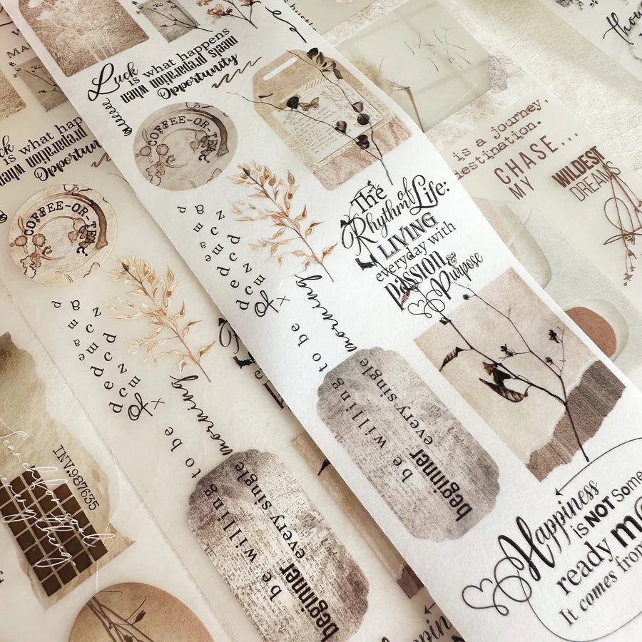 JOURNAL PAGES “TO BE CONTINOUS” DIE CUT WASHI TAPE, WASHI TAPE & PET TAPE