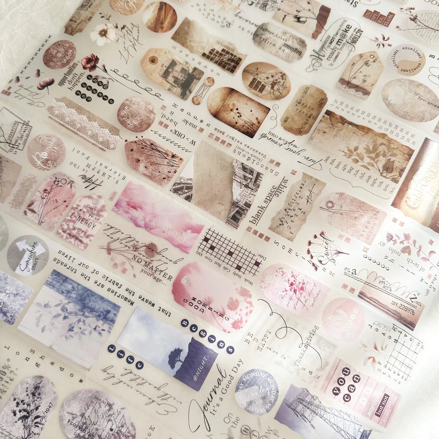 JOURNAL PAGES “TO BE CONTINOUS” DIE CUT WASHI TAPE, WASHI TAPE & PET TAPE