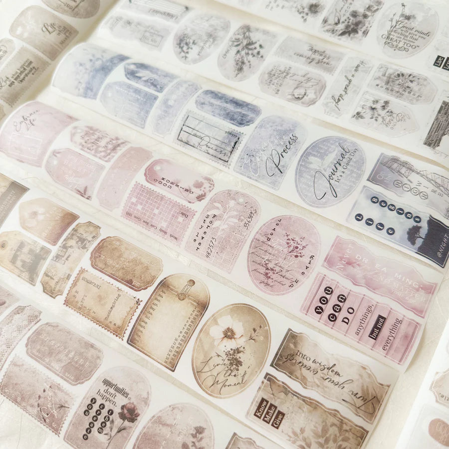 JOURNAL PAGES “TO BE CONTINOUS” DIE CUT WASHI TAPE, WASHI TAPE & PET TAPE