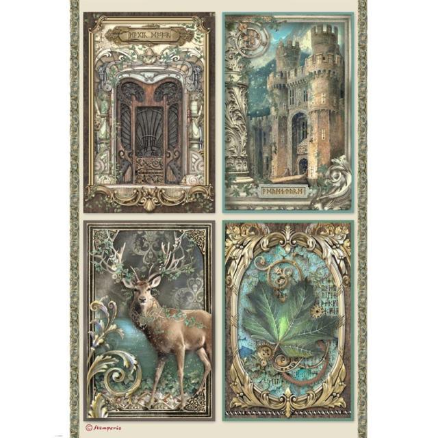 Stamperia A4 Reispapier "Magic Forest - Cards"