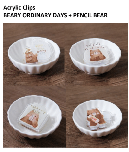 Eileen Tai - Acrylic Journal Clips - Beary ordinary days + Pencil Bear