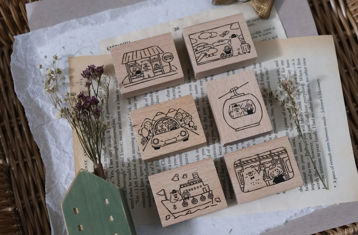 Eileen Tai - Rubber Stamp - Bear & Girl: Travel Together