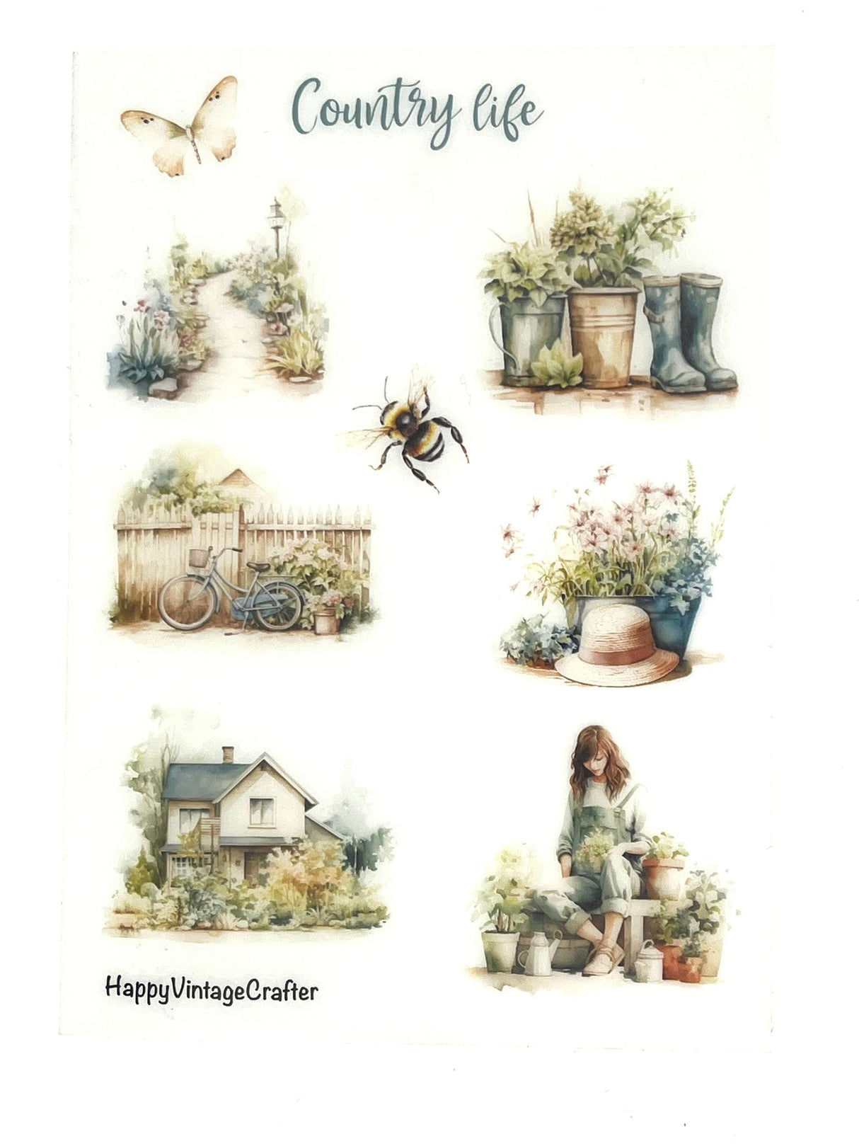 HappyVintageCrafter - Vellum Stickers - Country Life