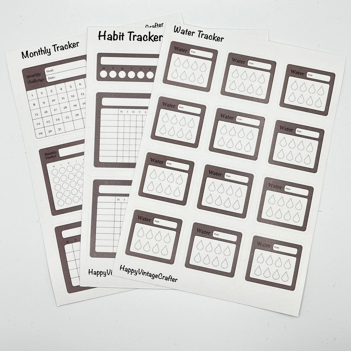 HappyVintageCrafter - Writable Paper Stickers - Tracker - Brown ...