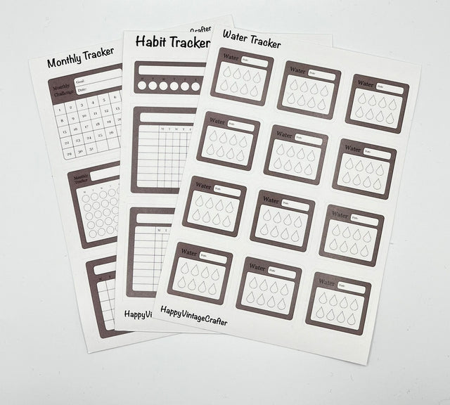 HappyVintageCrafter - Writable Paper Stickers - Tracker - Brown ...