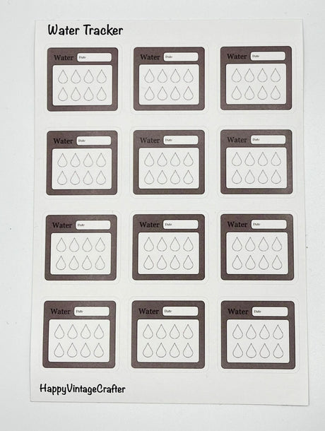 HappyVintageCrafter - Writable Paper Stickers - Tracker -  Brown