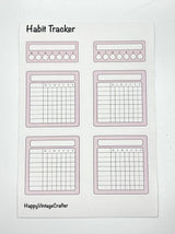 HappyVintageCrafter - Writable Paper Stickers - Tracker -  Soft Pink