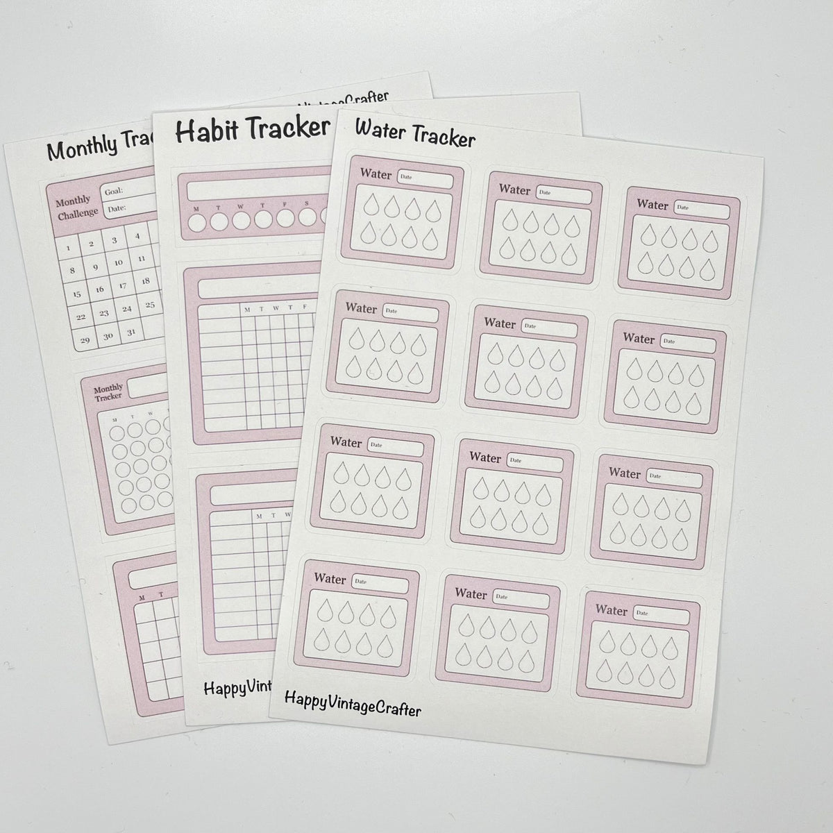 Editable Sticker Tracker HappyVintageCrafter - Writable Paper Stickers - Tracker - Soft Pink ...
