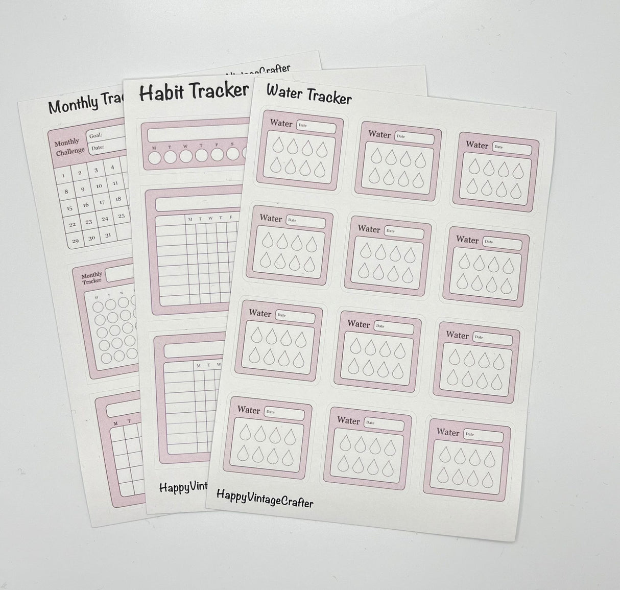 HappyVintageCrafter - Writable Paper Stickers - Tracker -  Soft Pink
