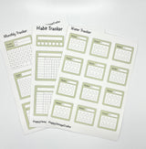 HappyVintageCrafter - Writable Paper Stickers - Tracker - Light Sage