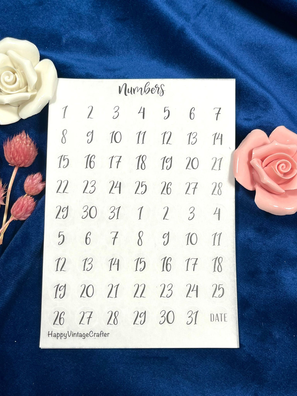HappyVintageCrafter - Vellum Stickers - Numbers