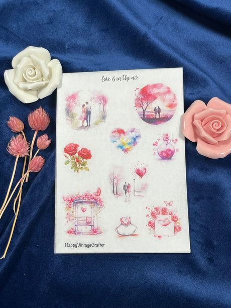 HappyVintageCrafter - Vellum Stickers - Love is in the air