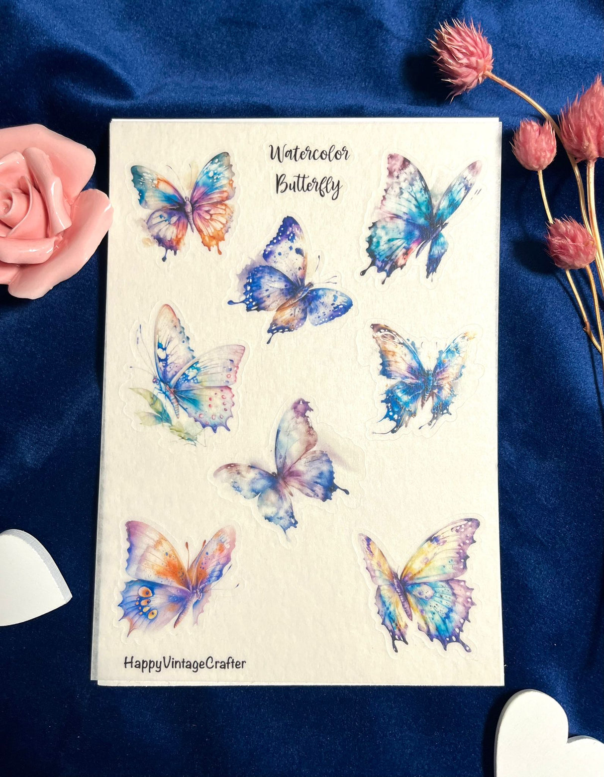 HappyVintageCrafter - Vellum Stickers - Watercolor Butterfly