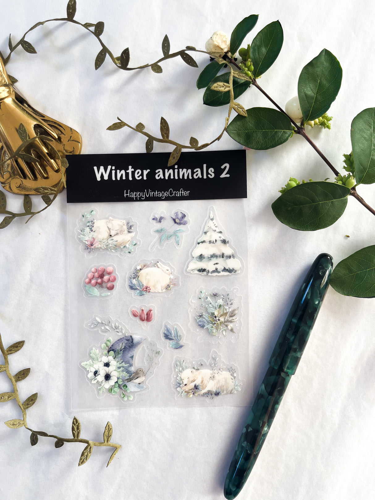 HappyVintageCrafter - clear transparent sticker - Winter Animals 2