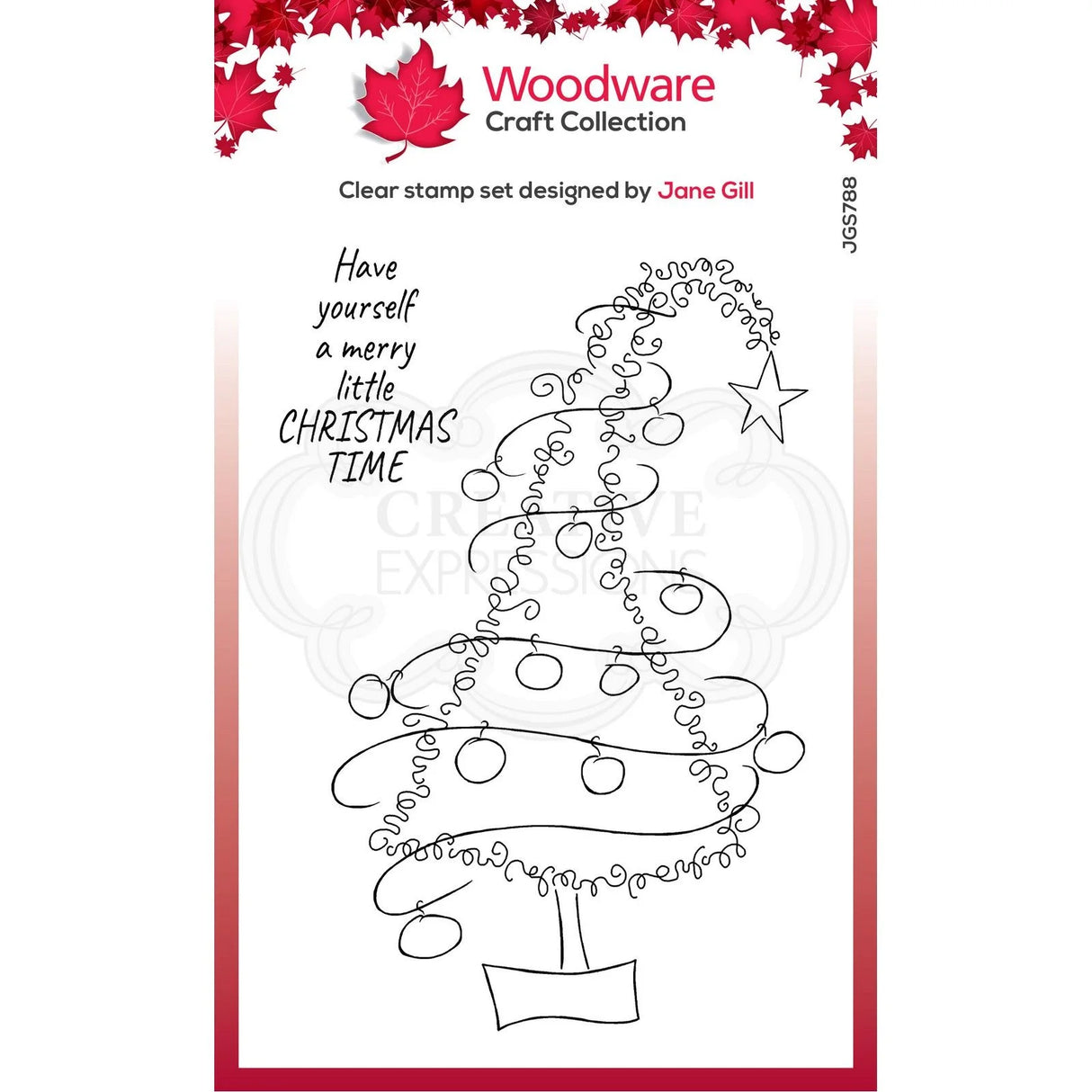 Woodware • Festive fuzzies clear singles stempel - Tall Christmas tree