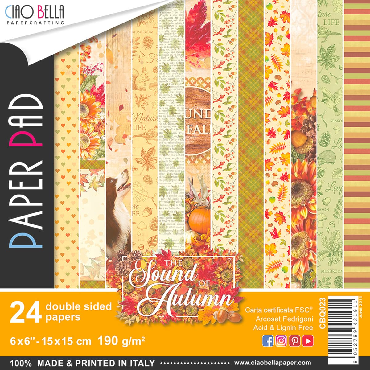 Ciao Bella, Paper Pad CBQ044, Sign Of The Times, 24 Fogli 6x6 In, 15x15 Cm, 24 Disegni/2 Ciascuno + Copertina, Blocco Di Carta Scrapbooking - 4