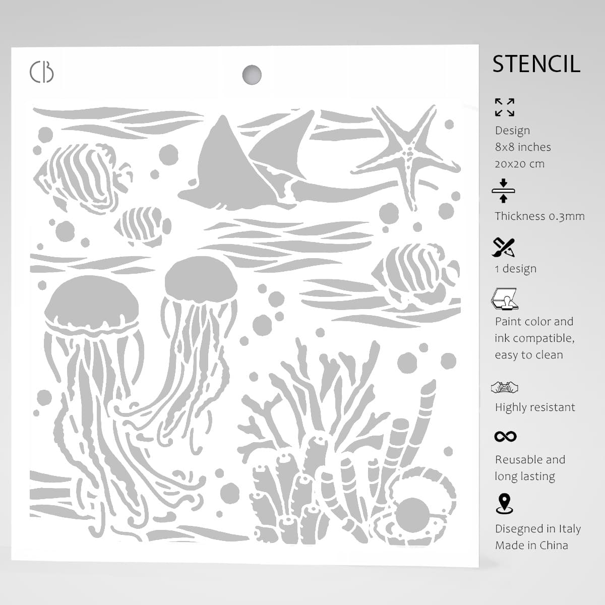Ciao Bella Texture Stencil - Underwater 8"x8"